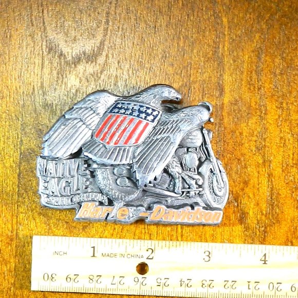 BARON 1993 HARLEY-DAVIDSON MOTORCYCLES NATIVE EAGLE SPIRIT AMERICA BELT BUCKLE - Picture 4 of 9